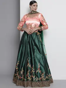 Fusionic Embroidered Semi-Stitched Lehenga & Unstitched Blouse With Dupatta