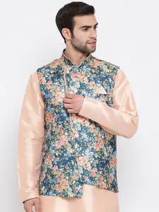 VASTRAMAY Men Floral Printed Woven Nehru Jacket