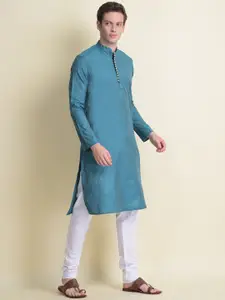 NAMASKAR Men Woven Design Pure Cotton Kurta with Churidar