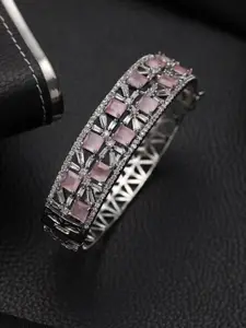Jazz and Sizzle Women American Diamond Silver-Plated Bangle Style Bracelet
