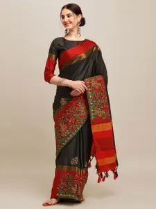KALINI Floral Embroidered Silk Cotton Saree