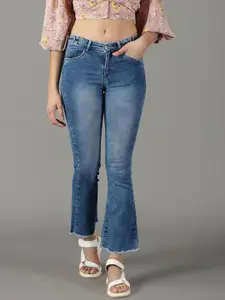 SHOWOFF Women Bootcut High-Rise Light Fade Acid Wash Stretchable Jeans