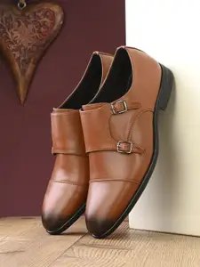 Provogue Men Round Toe Formal Monk Shoes