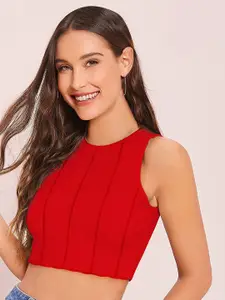 Hinayat Fashion Striped Sleveeless Crop Top