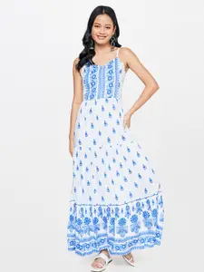 Global Desi Ethnic Motifs Printed Fit & Flare Maxi Dress
