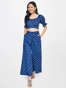 Global Desi Women Geometric Printed Pure Cotton Top with Palazzo