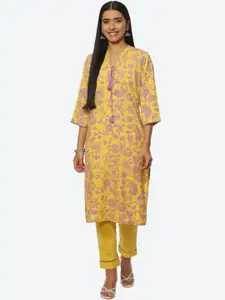 Rangriti Women Floral Printed Tie-UP Neck Kurta