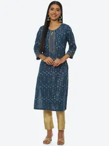 Rangriti Women Ethnic Motifs Printed Keyhole Neck Kurta