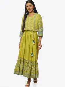 Rangriti Floral Printed A-Line Maxi Dress