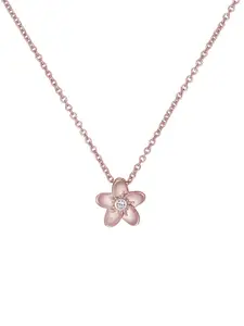 Ted Baker Rose Gold-Plated Blossom Stone Studded Pendant With Chain