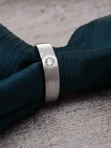 Clara 92.5 Sterling Silver Silver-Plated CZ-Studded Adjustable Finger Ring