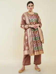 Soch Printed Pure Silk Unstitched Dress Material