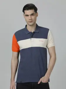Crocodile Men Colourblocked Polo Collar Cotton T-shirt