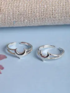 Clara Set Of 2 92.5 Sterling Silver Rhodium-Plated Moon Toe Ring