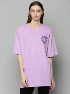 JUNEBERRY Women Typography Pure Cotton Oversize T-shirt