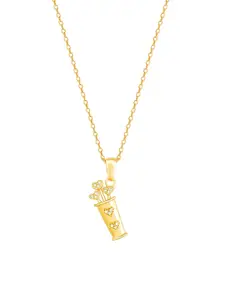 GIVA Women Gold-Plated CZ-Studded Cupid's Quive Shaped Pendant With Chain