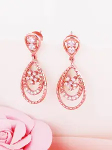 GIVA 925 Sterling Silver Royal Romance Rose Gold Plated Contemporary Drop Earrings