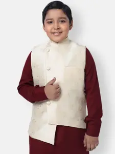 NAMASKAR Boys Printed Pure Silk  Nehru Jacket