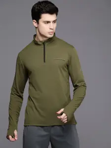 WROGN ACTIVE High Neck Slim Fit Dry-Pro T-shirt With Half-Zip Closure