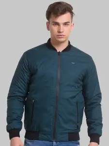 Park Avenue Men Mandarin Collar Long Sleeves Bomber Jacket