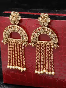 PANASH Gold-Plated Stoned-Studded Handcrafted Classic Drop Earrings