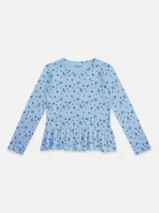 Pantaloons Junior Girls Floral Printed Pleated Cotton Top