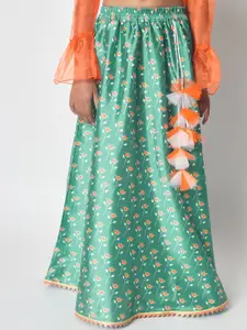studio rasa Girls Floral Printed  Flared A Line Skirt