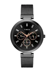 Timex Women Brass Dial & Stainless Steel Bracelet Style Straps Analogue Watch TW000X243