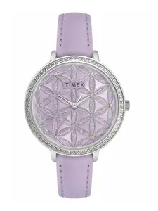 Timex Women Brass Embellished Dial & Leather Wrap Around Straps Analogue Watch TWEL14706