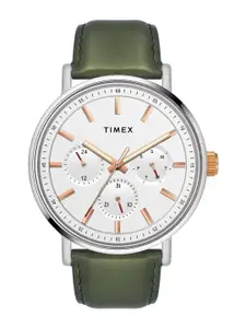 Timex Men Brass Dial & Leather Straps Analogue Watch TWEG20015