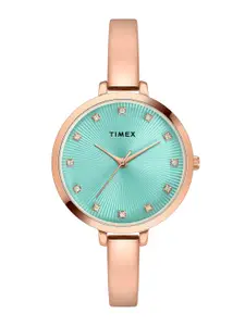 Timex Women Brass Dial & Stainless Steel Bracelet Style Straps Analogue Watch TWEL12822