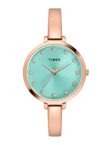 Timex Women Brass Dial & Stainless Steel Bracelet Style Straps Analogue Watch TWEL12822