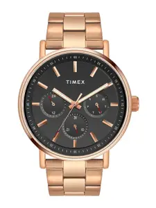 Timex Men Brass Dial & Stainless Steel Bracelet Style Straps Analogue Watch TWEG20018