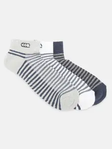 Ajile by Pantaloons Men Pack Of 3 Cotton Striped Ribbed Ankle-Length Socks