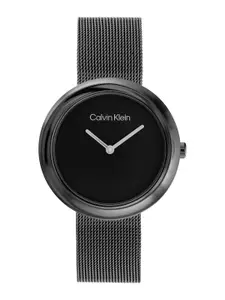 Calvin Klein Women Twisted Bezel Bracelet Style Analogue Watch 25200015-Black