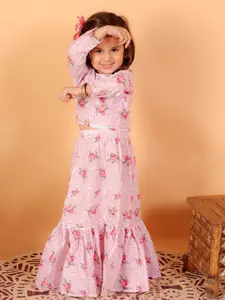 VASTRAMAY Girls Printed Cotton Ready to Wear Lehenga &