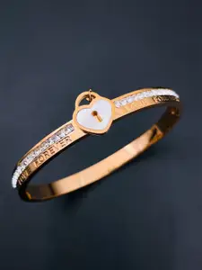 ZIVOM Women 18K Rose Gold-Plated Cubic Zirconia Bangle Style Bracelet