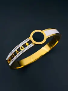 ZIVOM Women 18K Gold-Plated Cubic Zirconia Bangle Style Bracelet