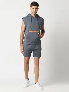 Blamblack Men Hoodie Vest & Shorts Set