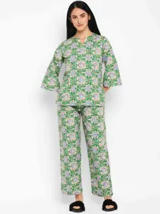 shopbloom Women 2 Pieces Ethnic Motifs Printed Pure Cotton Night Suit