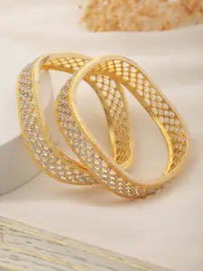 Saraf RS Jewellery Set Of 2 Gold-Plated AD-Studded Bangles