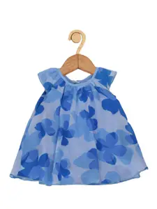 Creative Kids Girls Floral Printed Cap Sleeves A-Line Dress