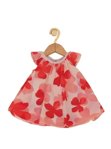 Creative Kids Girls Floral Printed Cap Sleeves A-Line Dress
