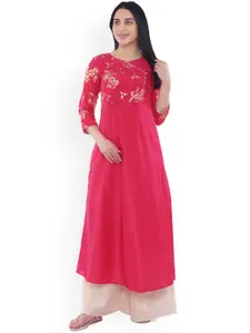 Be Indi Women Floral Silk Maxi Dress