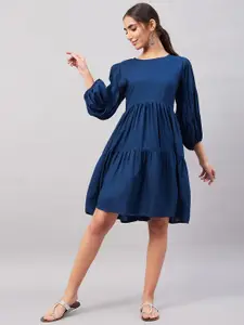 InWeave Round Neck Fit And Flare Dress