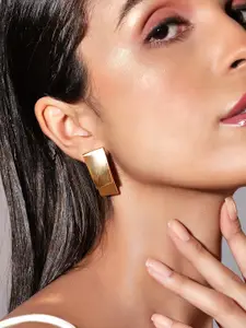 Rubans Voguish Gold-Plated Geometric Drop Earrings