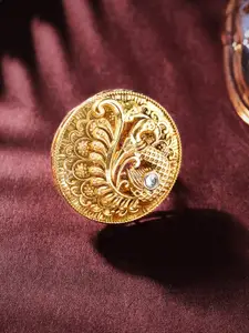 Rubans Gold-Plated Peacock Statement Ring
