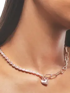Ayesha Women Heart Pendant Studded Necklace
