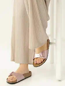 Birkenstock Madrid Copper Narrow Width Birko-Flor One-Strap Sandals