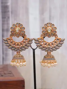 Crunchy Fashion Gold Plated Classic Jhumkas Earrings